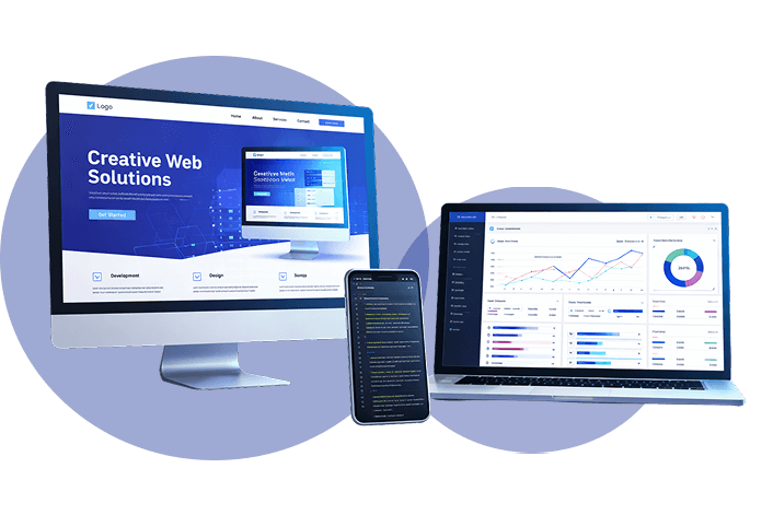 Sitios web responsivos de Jadexa Prime mostrados en computadora, laptop y móvil