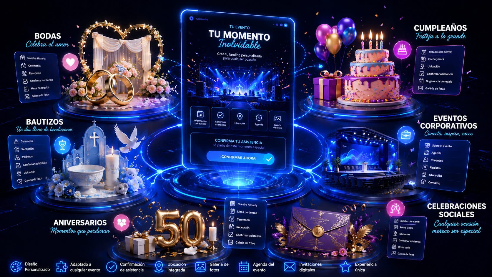 Landing digital personalizada para eventos y celebraciones